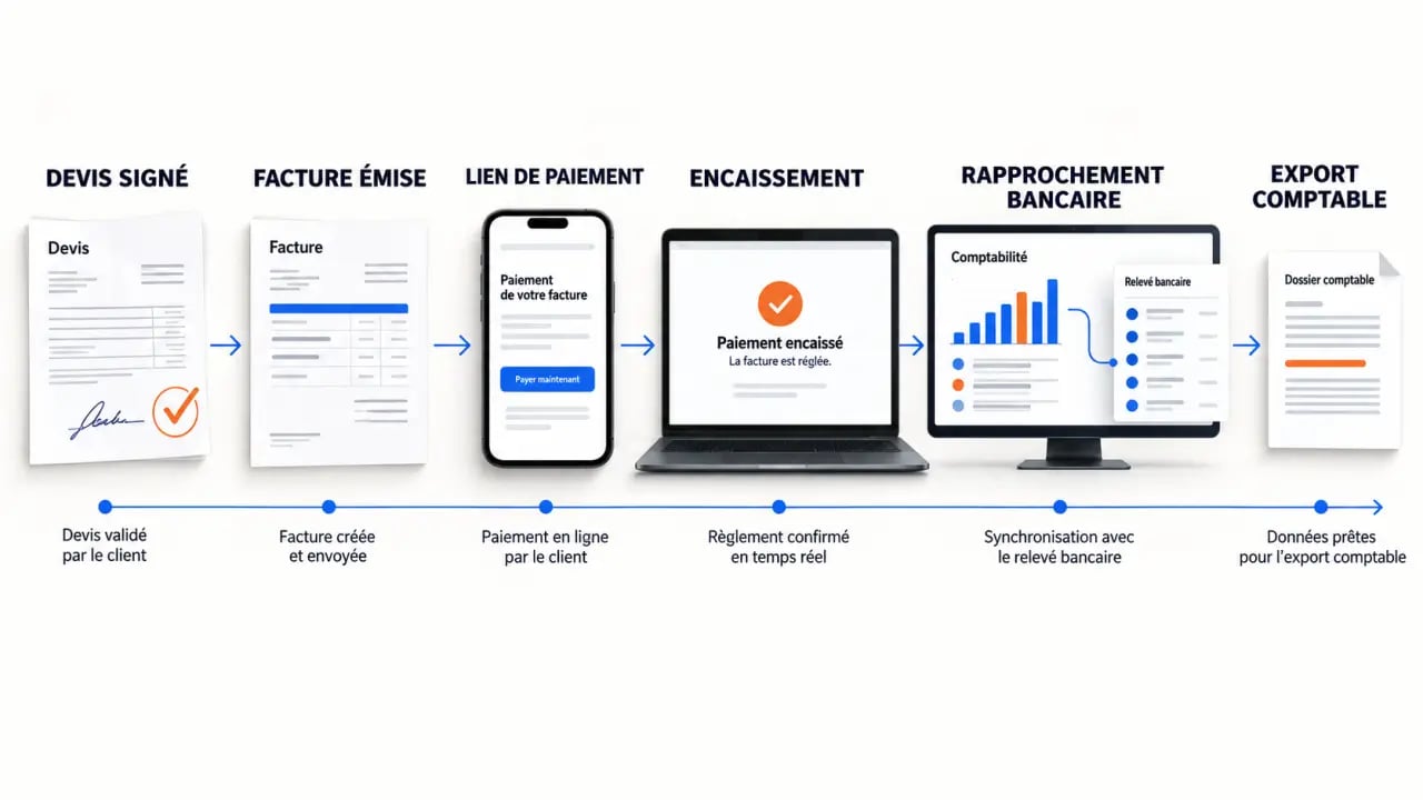 Parcours de facturation cloud du devis à l’export comptable