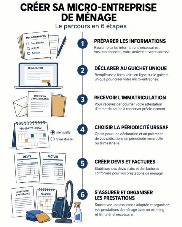Étapes pour devenir auto-entrepreneur femme de ménage