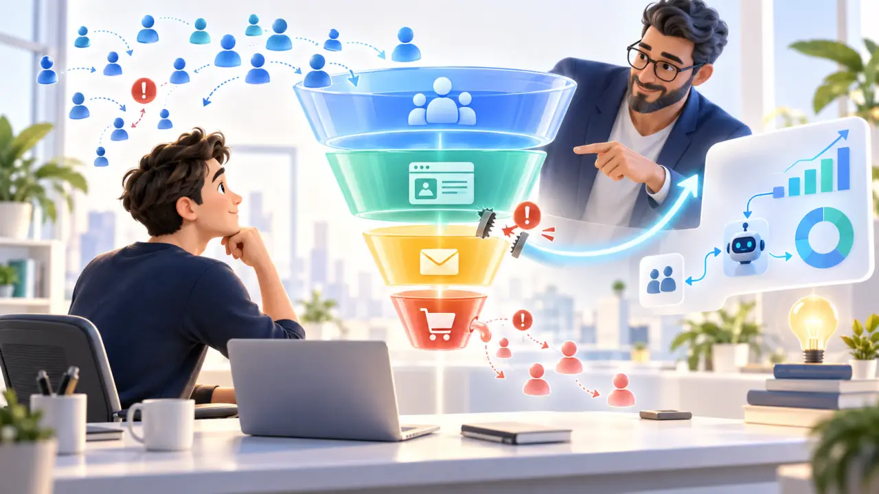 Entrepreneur pilotant un tunnel de vente digital vers la croissance