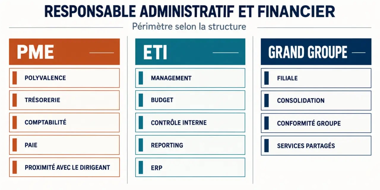 Périmètre du responsable administratif et financier en PME, ETI et grand groupe